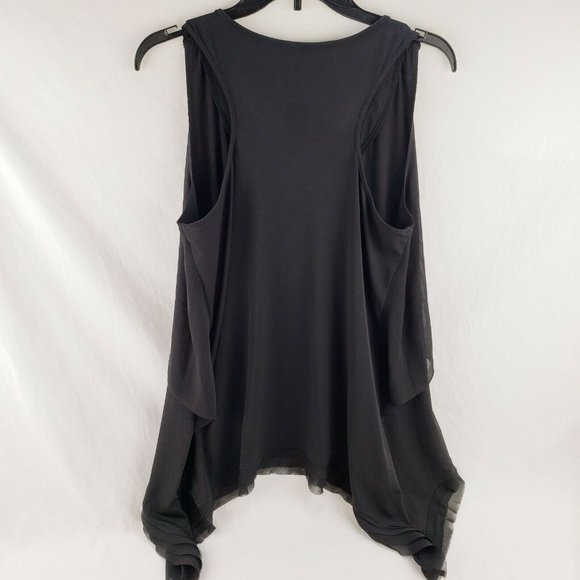 Dress Barn Black Beaded Neck Flowy Tank Top Large - Picture 3 of 4